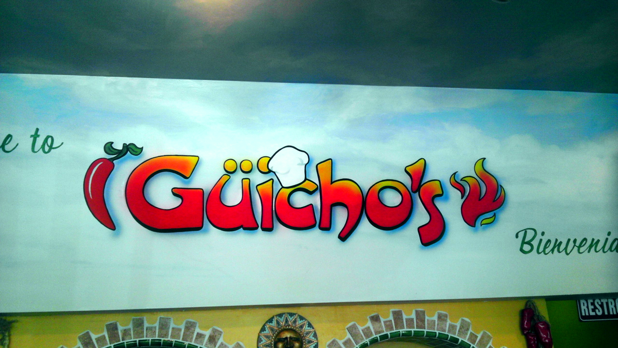 Interior wall sign for Guichos Restaurant in Beaverton