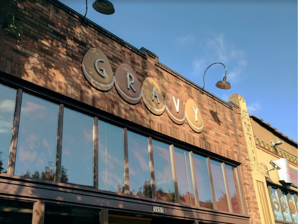 Hand-carved dimensional wall sign for Gravy restaurant, Mississipi Street, Portland