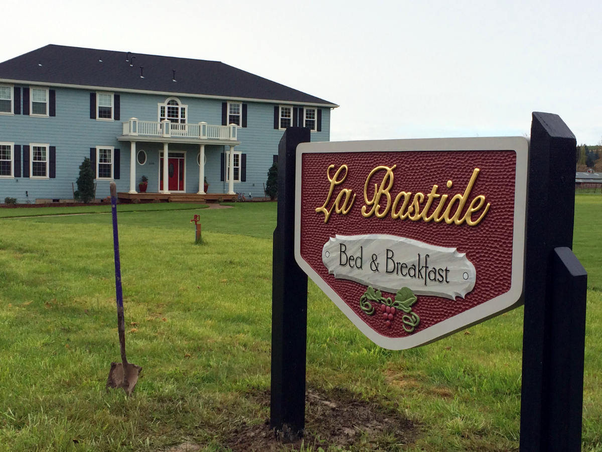 La Bastide, Monument Sign, Hand carved Monument Sign with Gold leaf